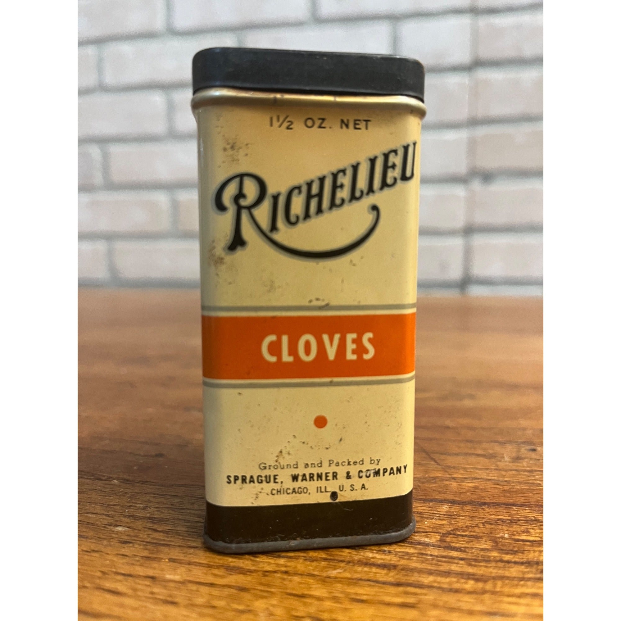Vintage Richelieu Cloves Chicago Sprague Warner Co. Spice Tin Kitchen Decor