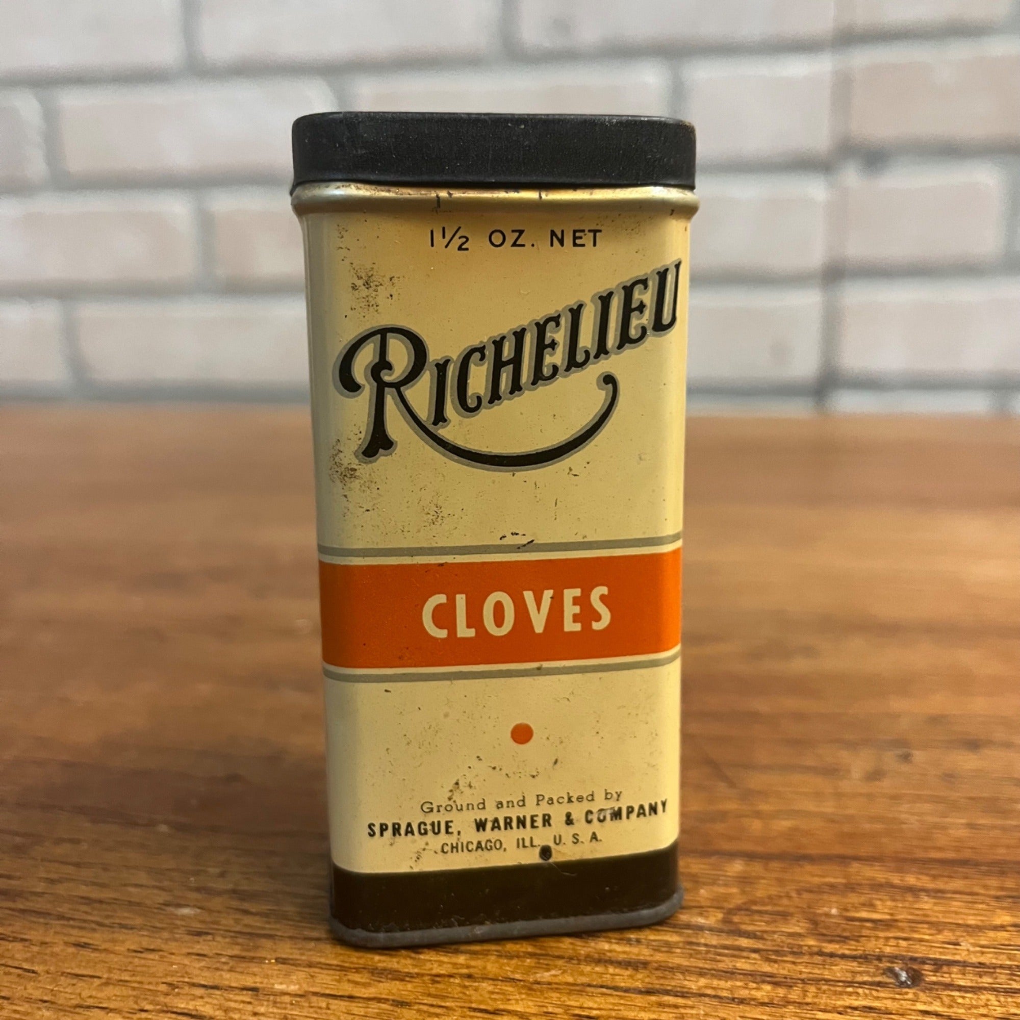 Vintage Richelieu Cloves Chicago Sprague Warner Co. Spice Tin Kitchen Decor