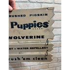 Vintage Hush Puppies Shoes Hanging Store Display Wolverine Wood Advertising Sign