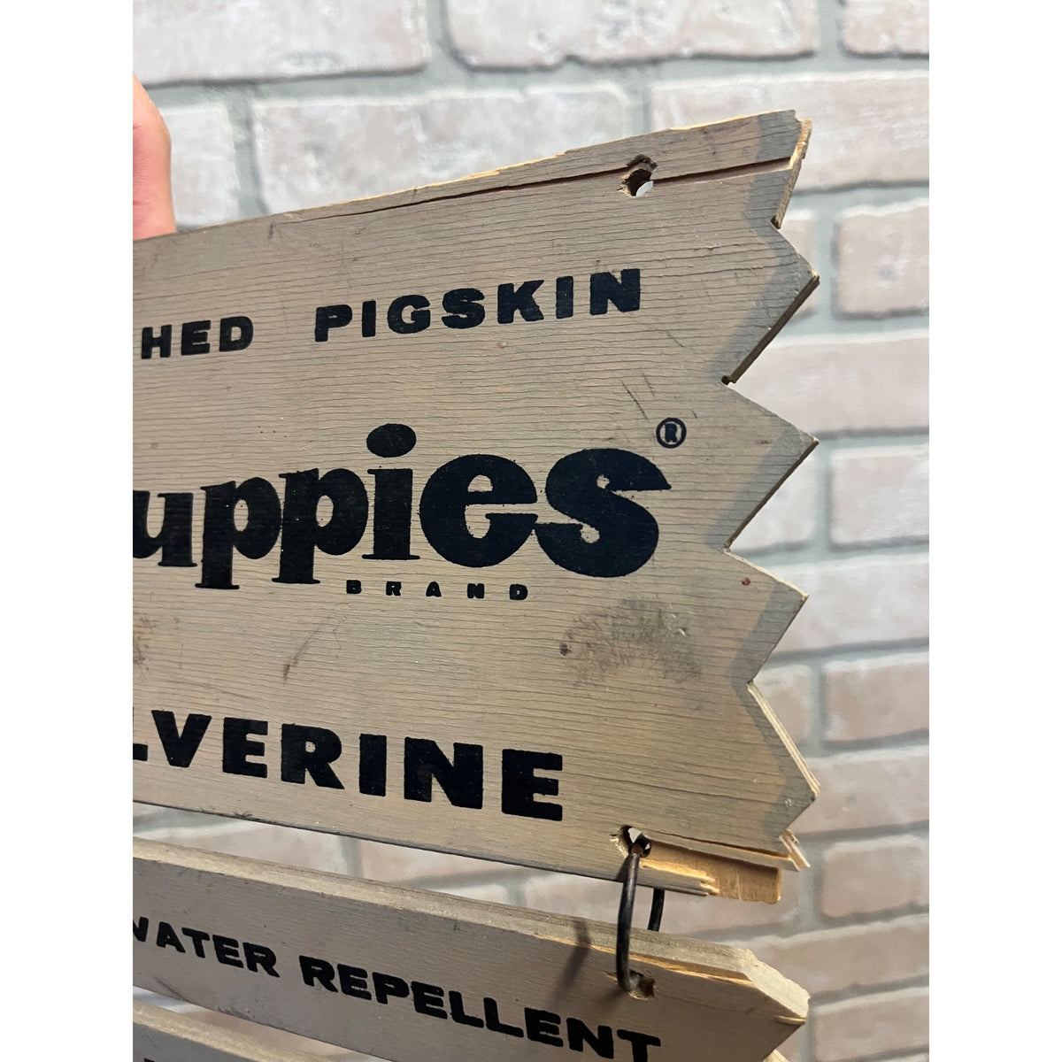 Vintage Hush Puppies Shoes Hanging Store Display Wolverine Wood Advertising Sign