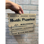 Vintage Hush Puppies Shoes Hanging Store Display Wolverine Wood Advertising Sign