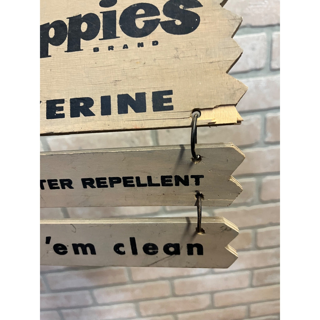 Vintage Hush Puppies Shoes Hanging Store Display Wolverine Wood Advertising Sign