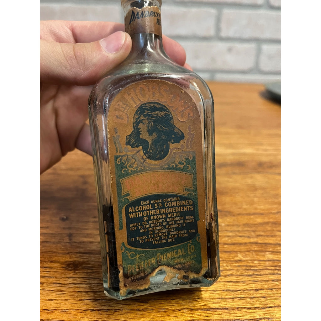 Dr Hobsons Hair Dandruff Treatment Bottle Pfeiffer Barber Medicine Art Noveau