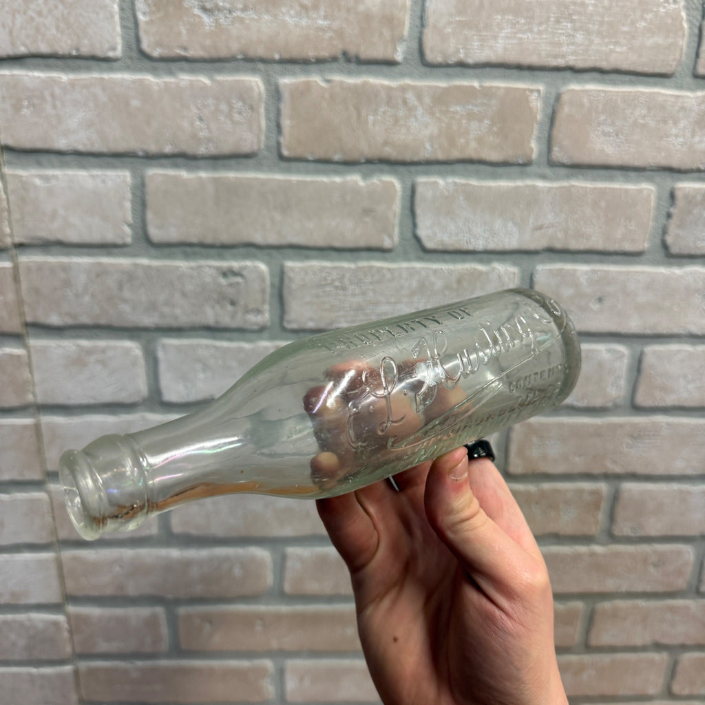 Vintage 1920s E.L. Husting Co. Embossed Soda Bottle Milwaukee Wisconsin 7oz