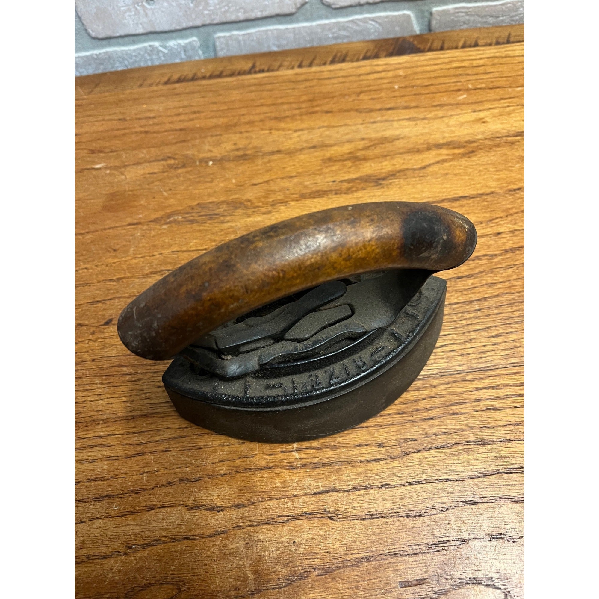 Antique Enterprise Sad Iron w/ Wood Handle Clothes Iron No. 50 Size 1