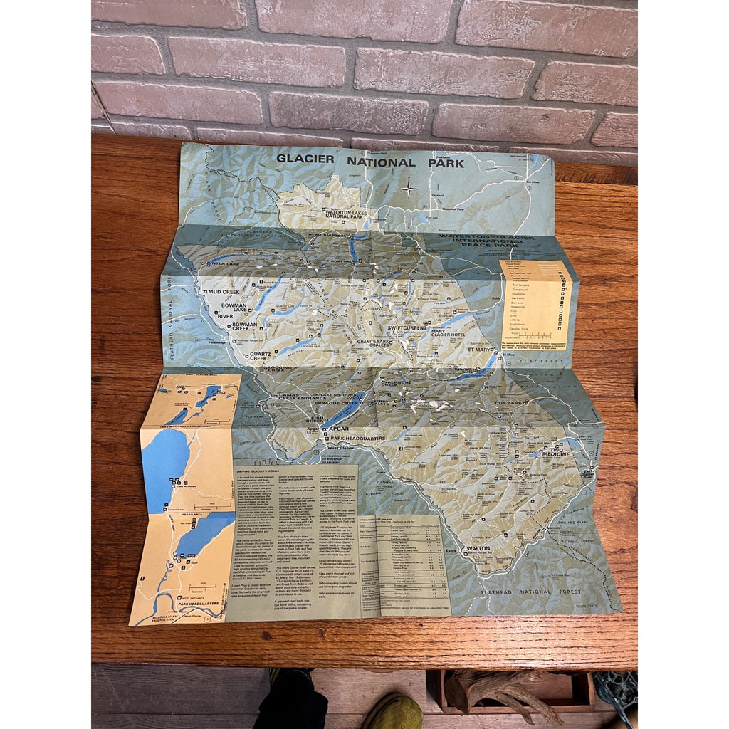 Vintage 1976 Glacier National Park Large Map Brochure