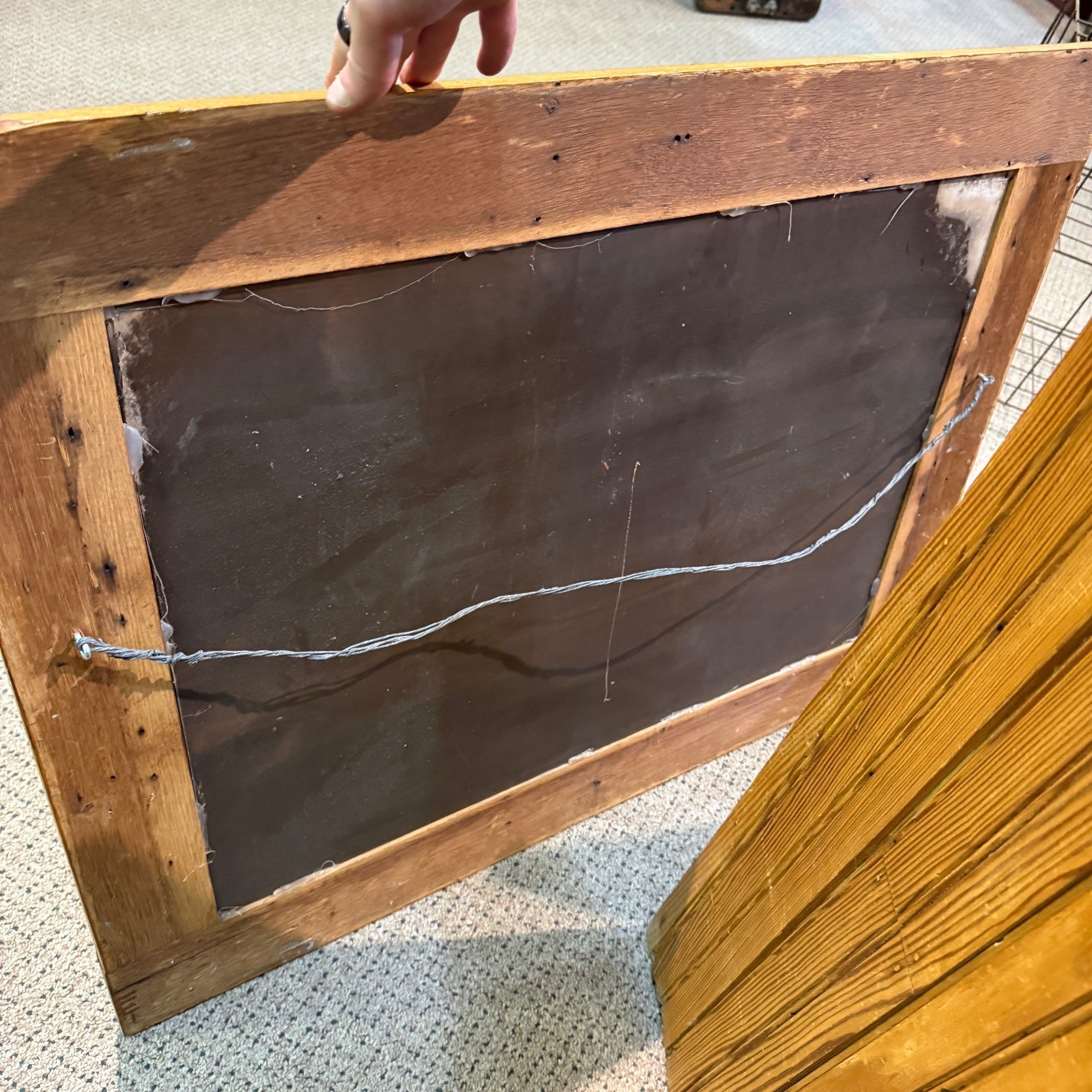 Antique Hanging Oak Mirror Coat Rack Hall Tree Entry Way