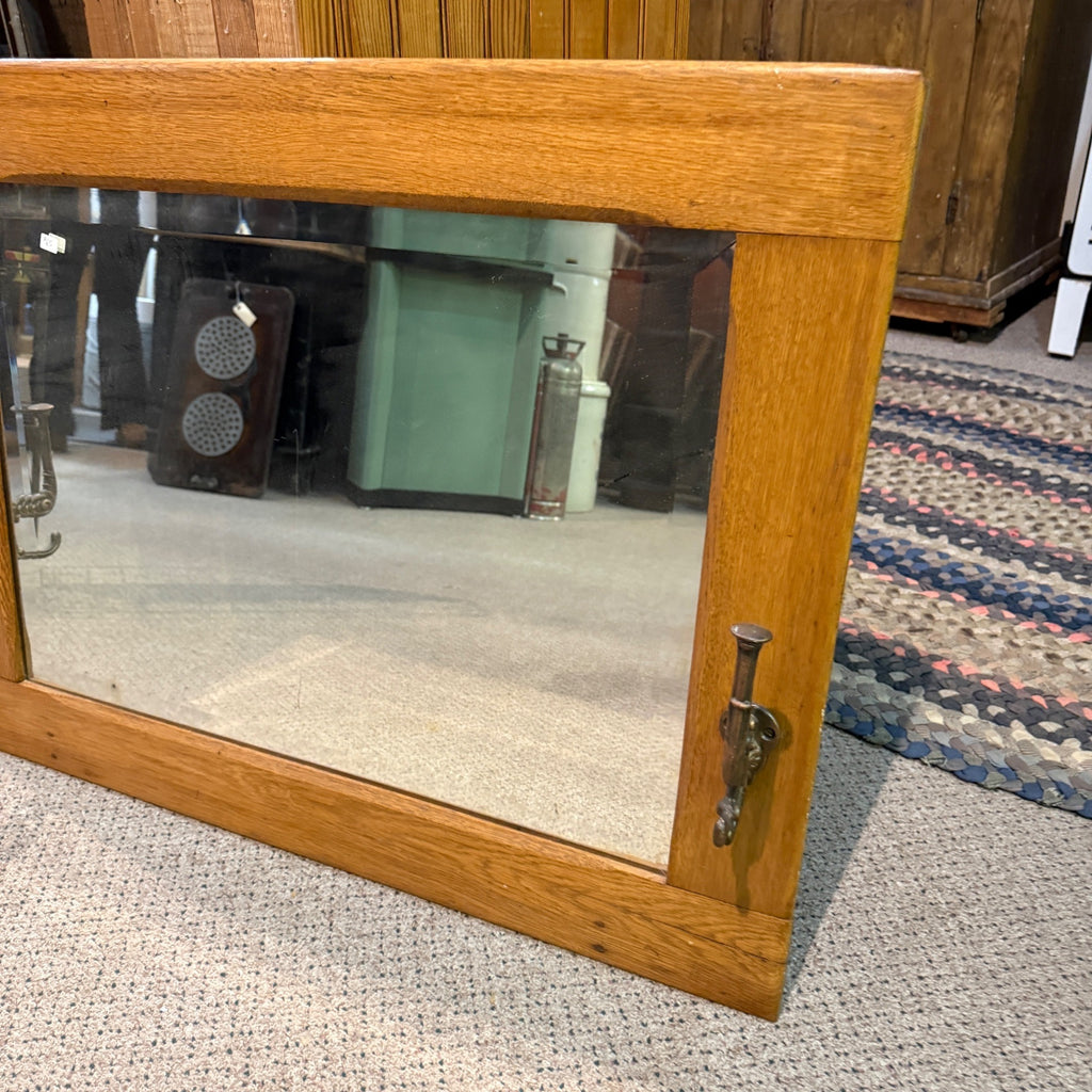 Antique Hanging Oak Mirror Coat Rack Hall Tree Entry Way