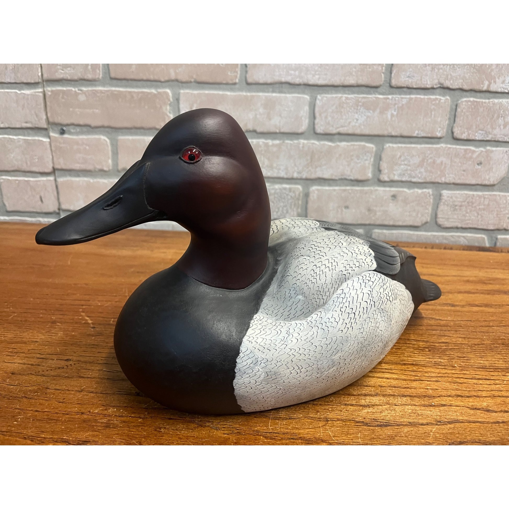 Pair of Canvasback Duck Decoys Hand Carved Signed Pair by Dave Them 2011