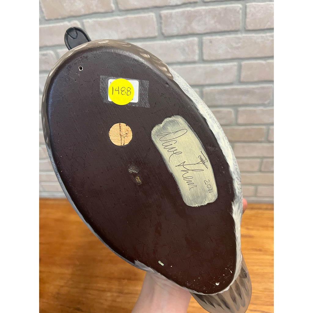 Pair of Canvasback Duck Decoys Hand Carved Signed Pair by Dave Them 2011