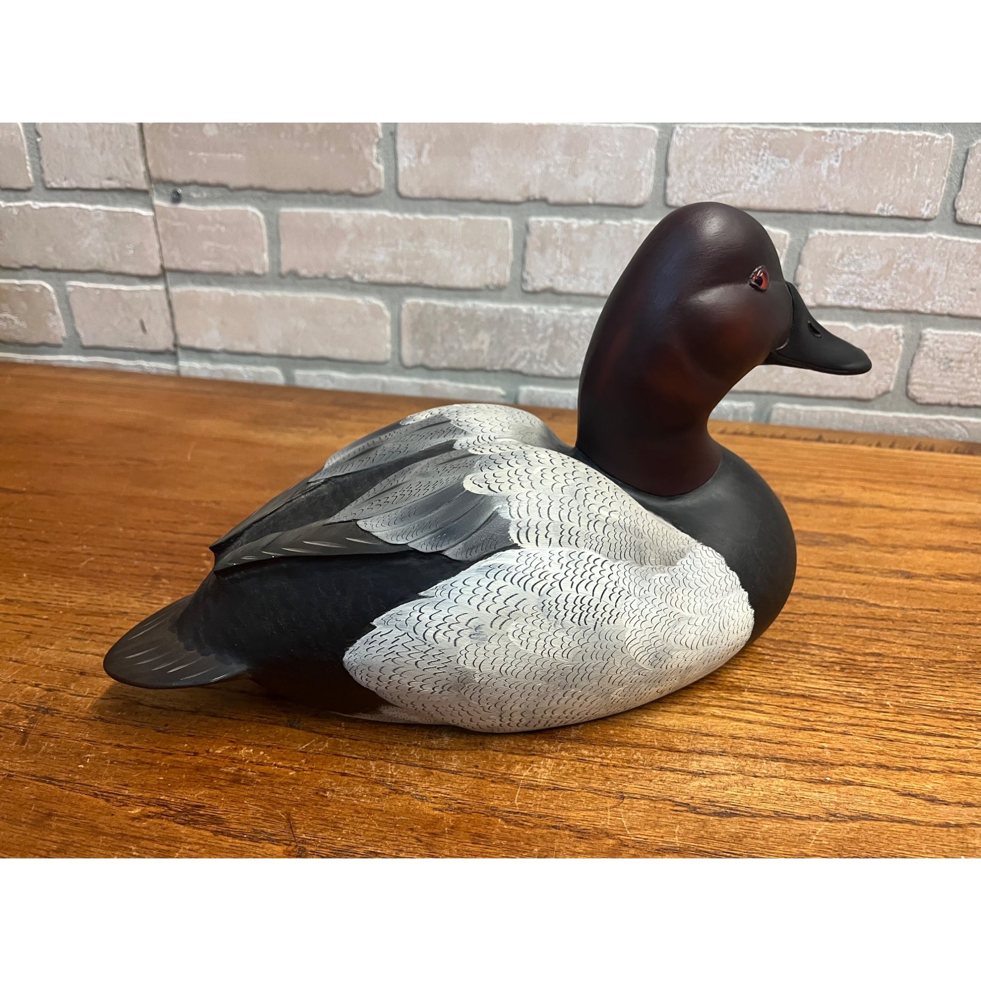 Pair of Canvasback Duck Decoys Hand Carved Signed Pair by Dave Them 2011