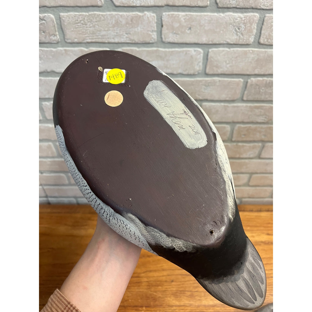 Pair of Canvasback Duck Decoys Hand Carved Signed Pair by Dave Them 2011