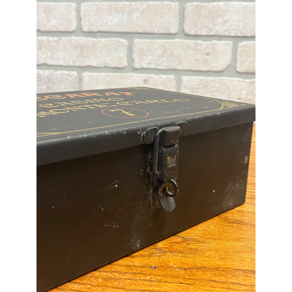 Vintage 1950s Casino De Monte Carlo Baccarat Gaming Cash Lock Box Hand Painted