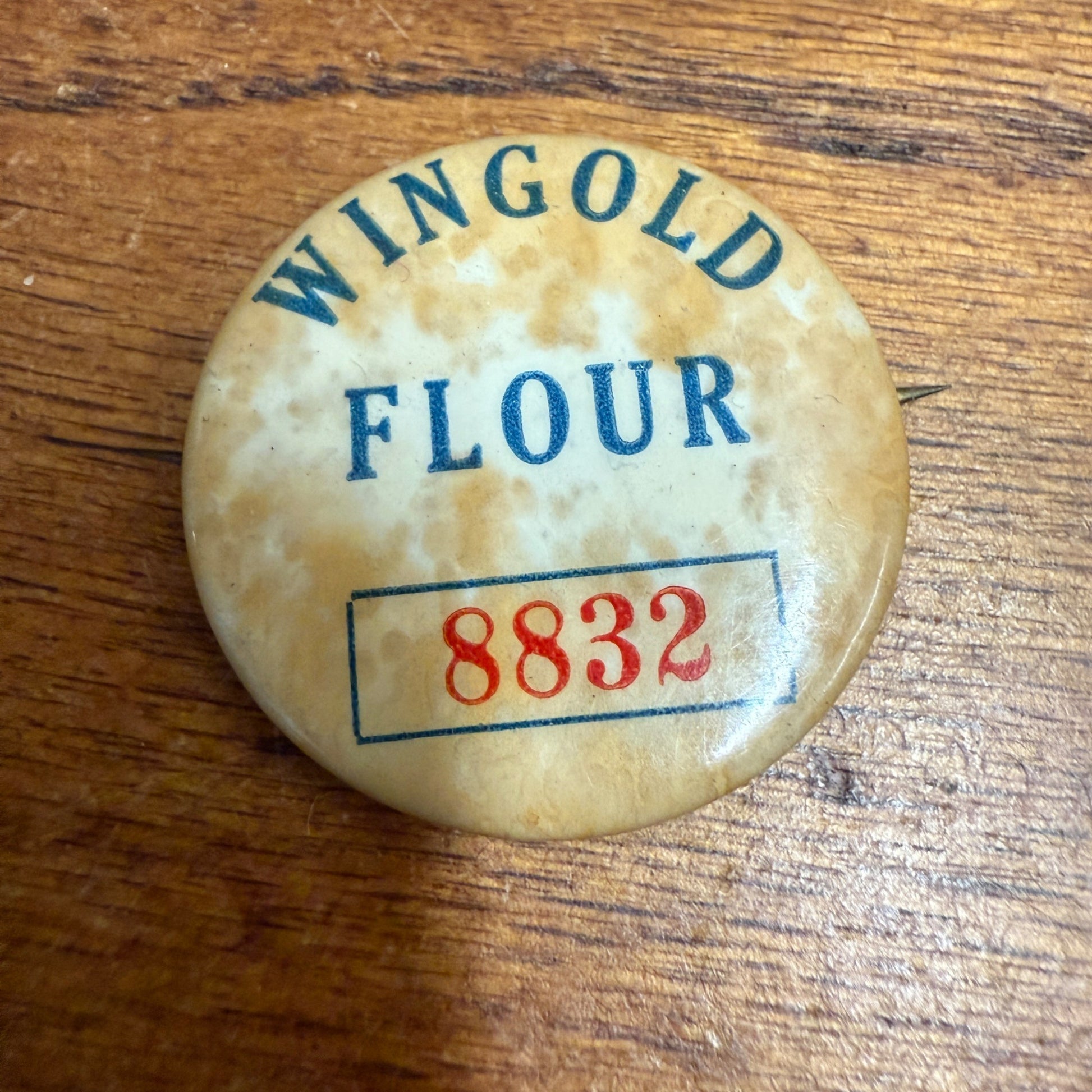 Vintage Wingold Flour Employee # Badge Pin Button 1.5" Winona MN