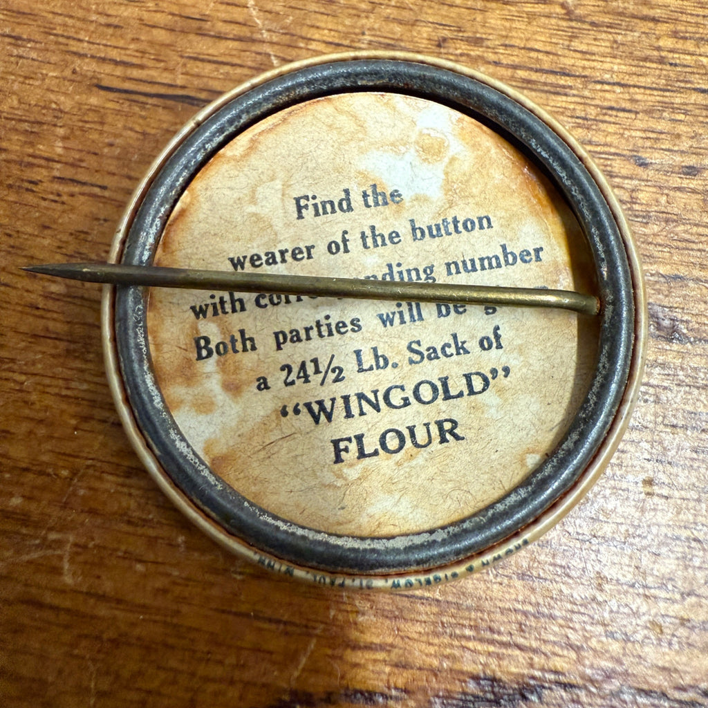 Vintage Wingold Flour Employee # Badge Pin Button 1.5" Winona MN