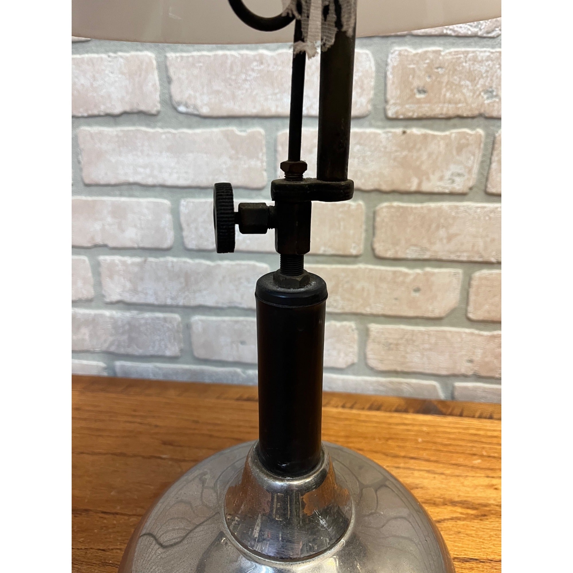 Vintage Coleman Quick-Lite Table Lamp w/ White Glass Shade