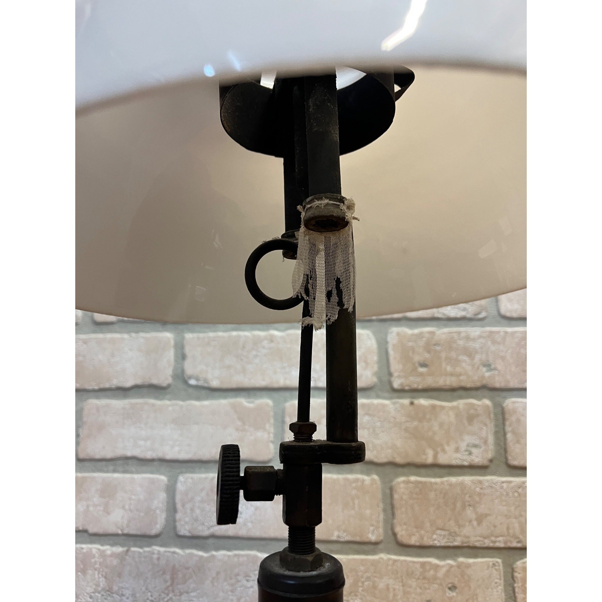 Vintage Coleman Quick-Lite Table Lamp w/ White Glass Shade