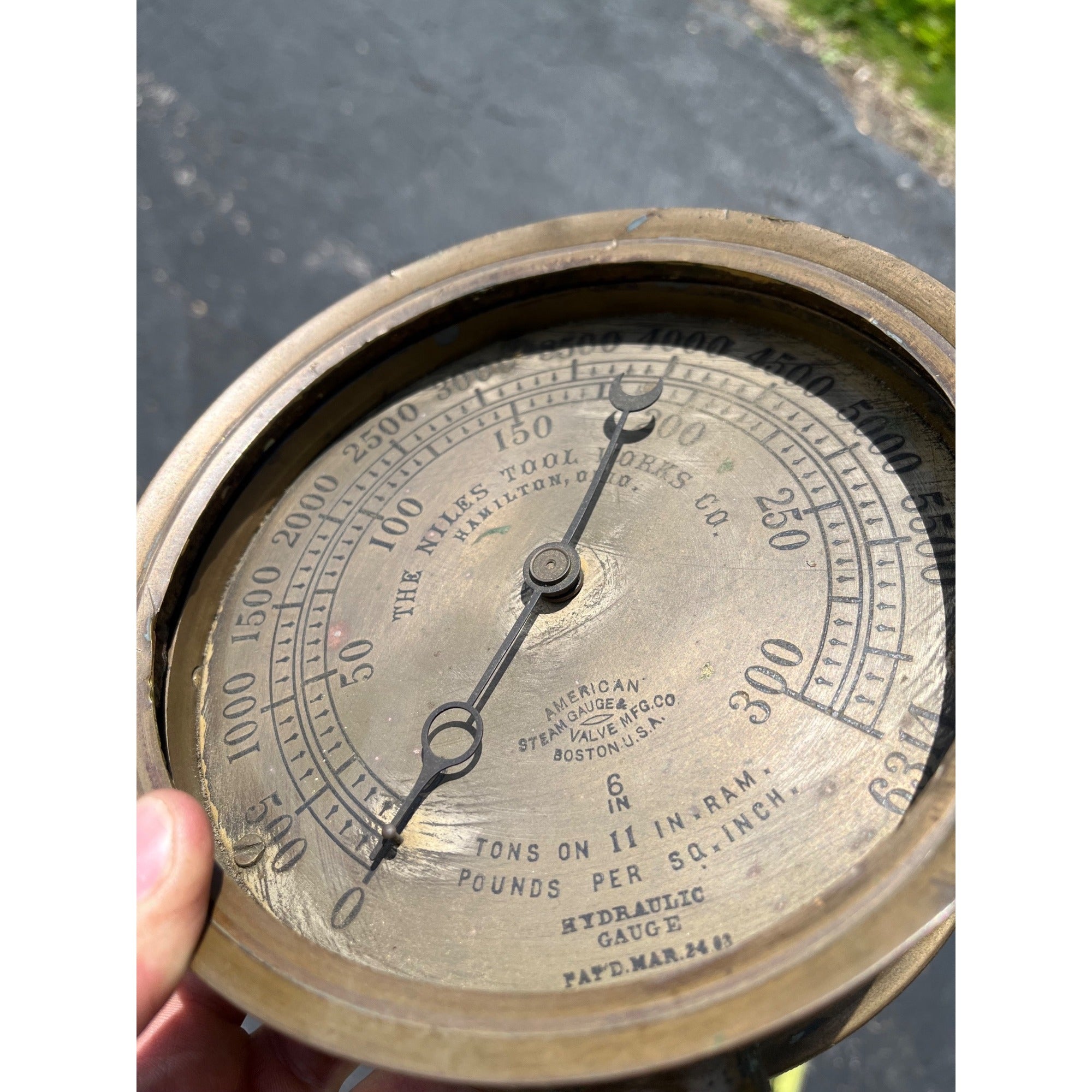 Antique American Hydraulic Steam Gauge Niles Tool Works Hamilton OH Large 6.5"