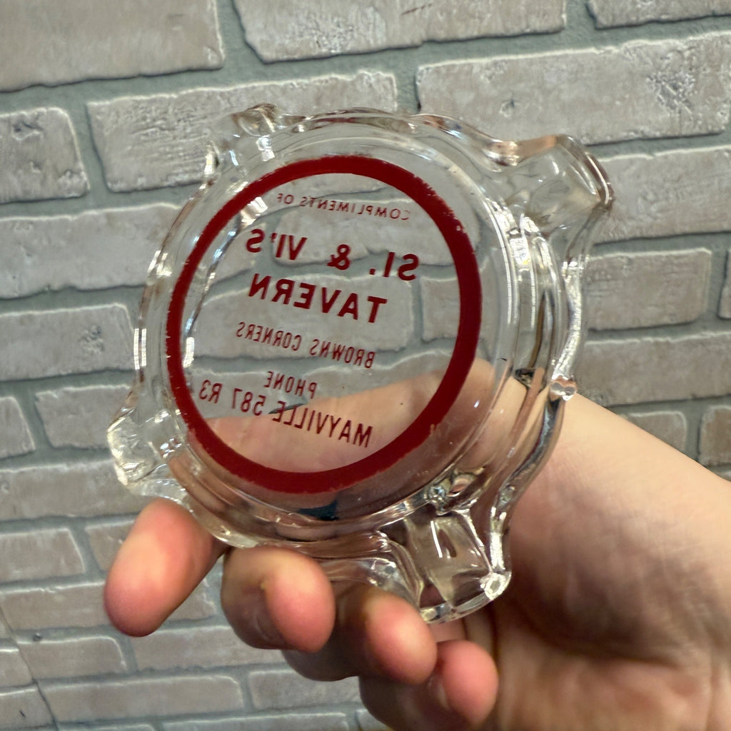 Vintage Si & Vi's Tavern Bar Advertising Ashtray Mayville Wisconsin