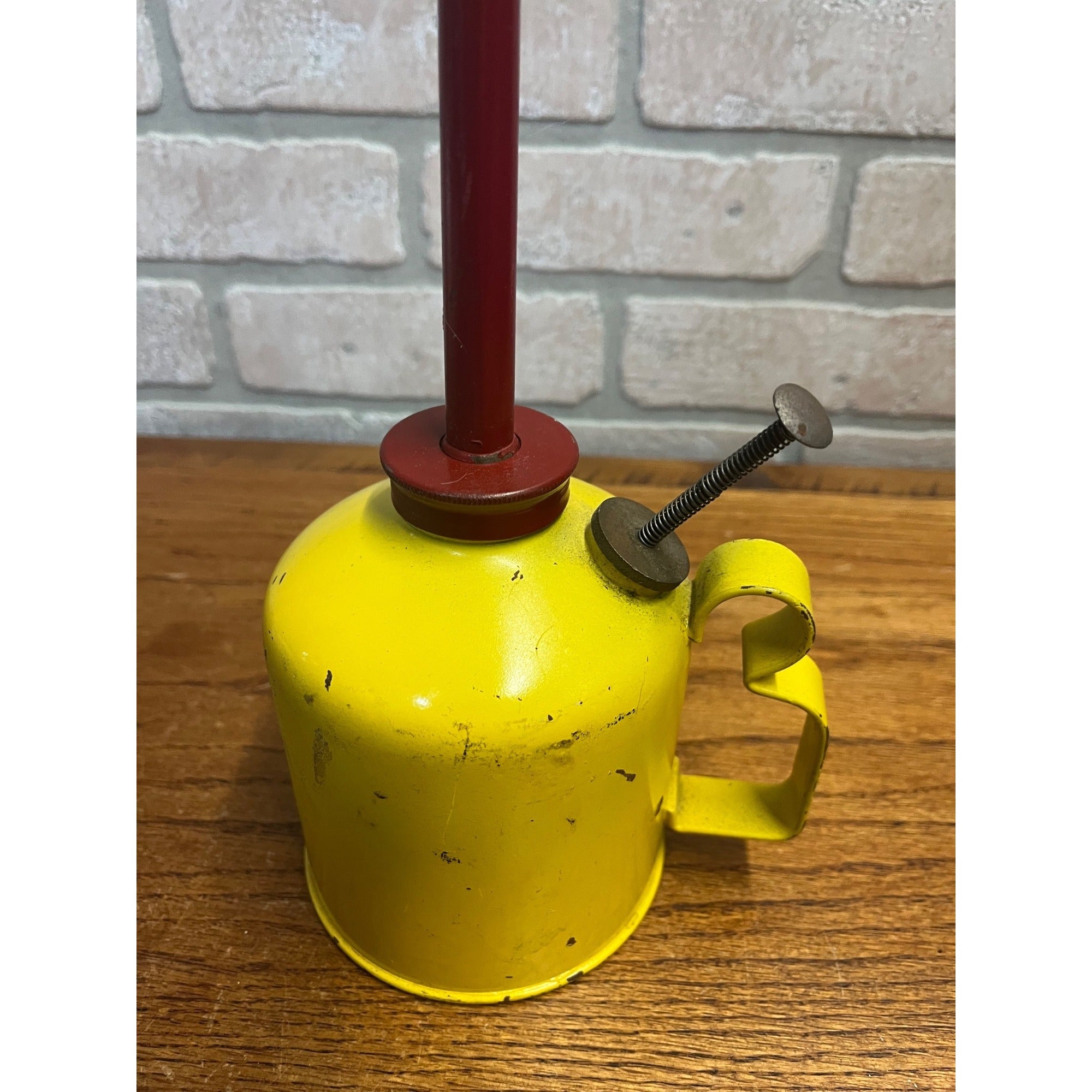 Vintage Industrial Railroad Machinist Shell Oil Hand Oiler Can 21.5" Tall
