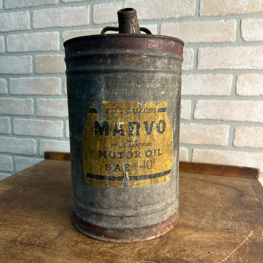 RARE Vintage 1920s Marvo Motor Oil 2 Gallon Galv. Can Baltimore Maryland