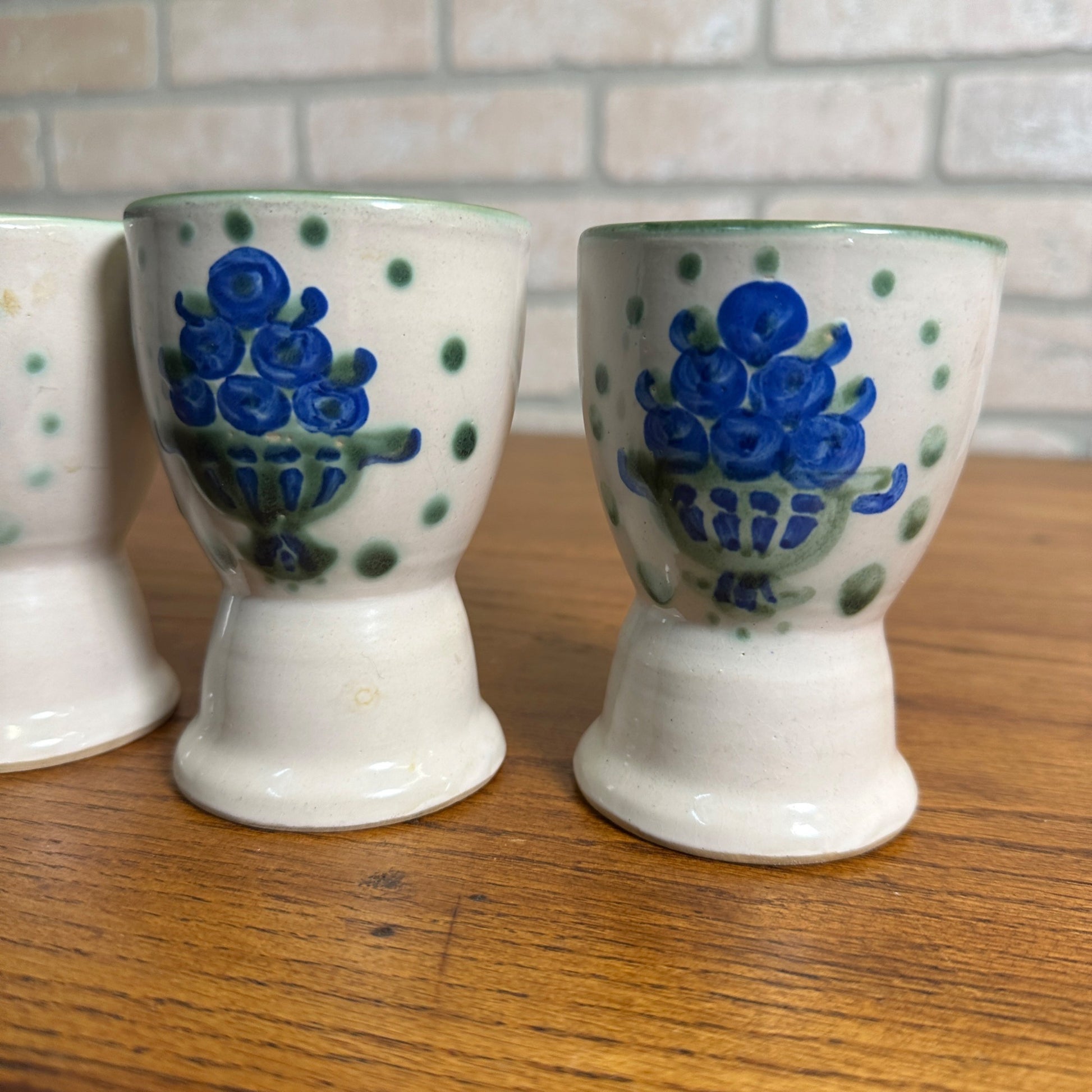 MA Hadley Pottery (3) Fruit Bowl Sherbert Ice Cream Dishes