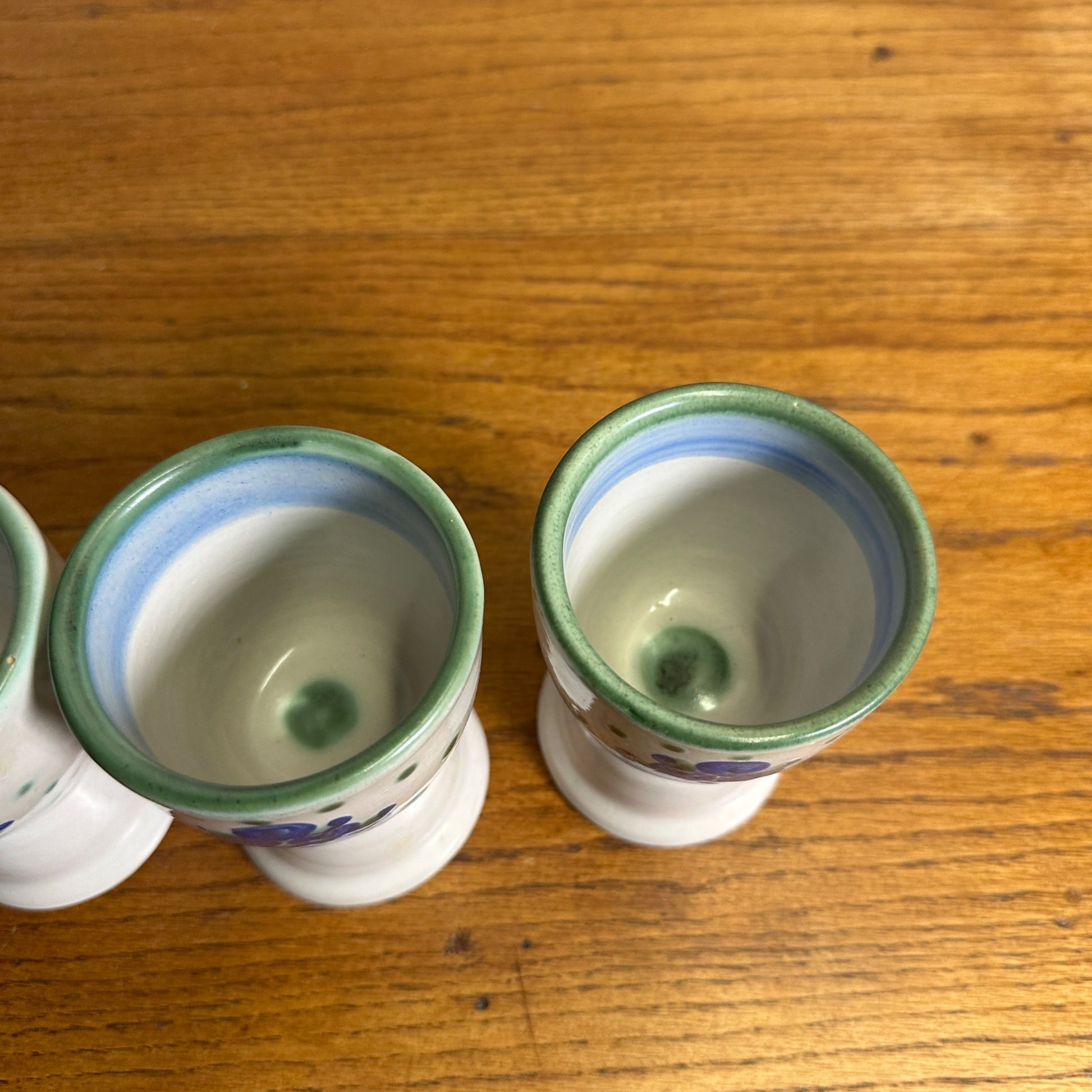 MA Hadley Pottery (3) Fruit Bowl Sherbert Ice Cream Dishes