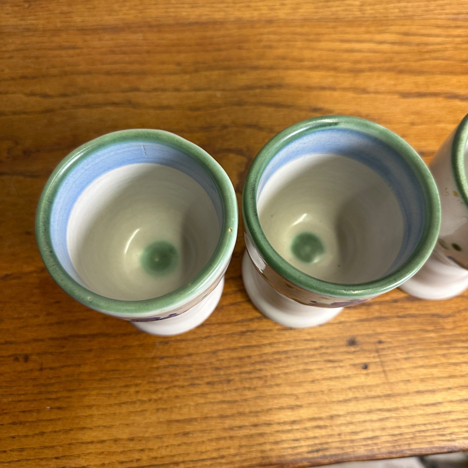 MA Hadley Pottery (3) Fruit Bowl Sherbert Ice Cream Dishes