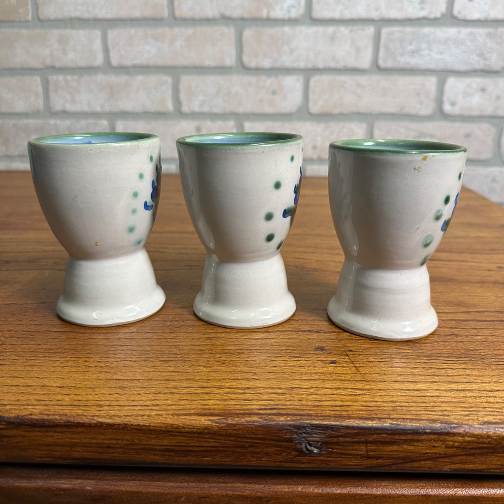 MA Hadley Pottery (3) Fruit Bowl Sherbert Ice Cream Dishes