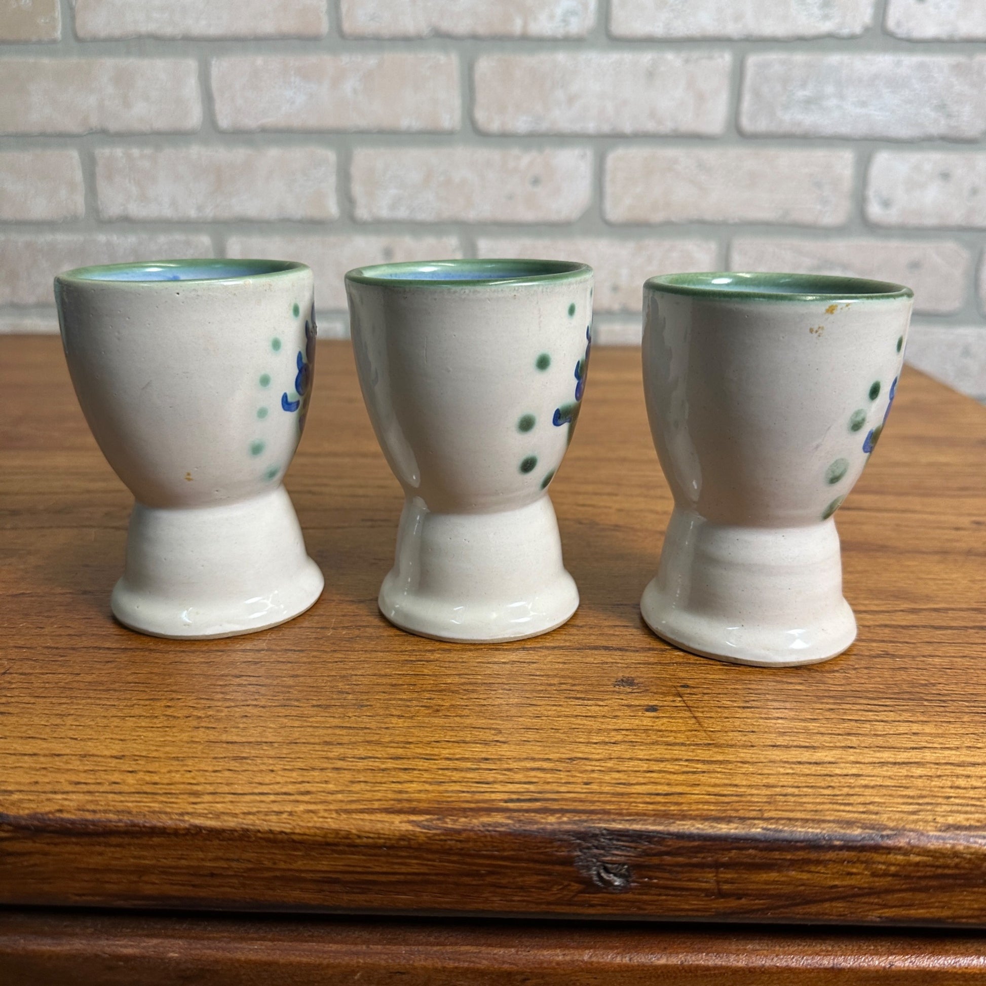 MA Hadley Pottery (3) Fruit Bowl Sherbert Ice Cream Dishes
