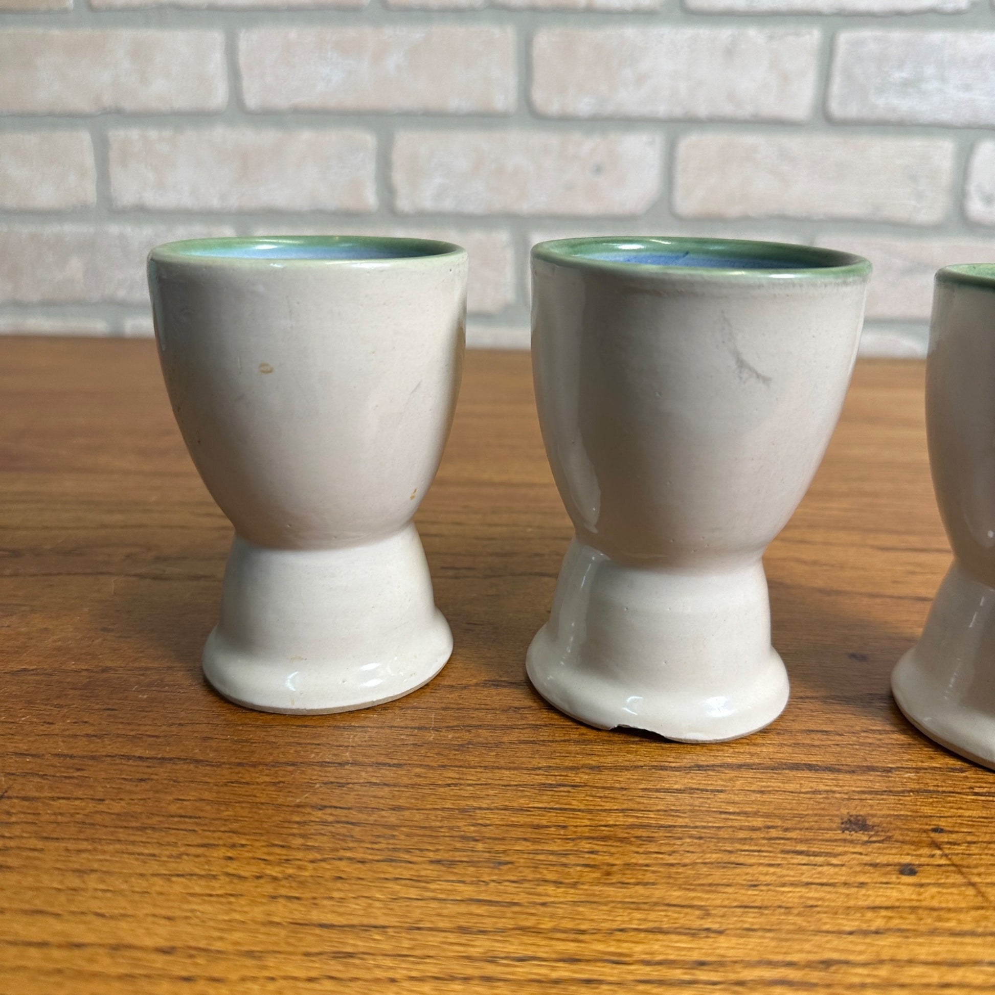 MA Hadley Pottery (3) Fruit Bowl Sherbert Ice Cream Dishes