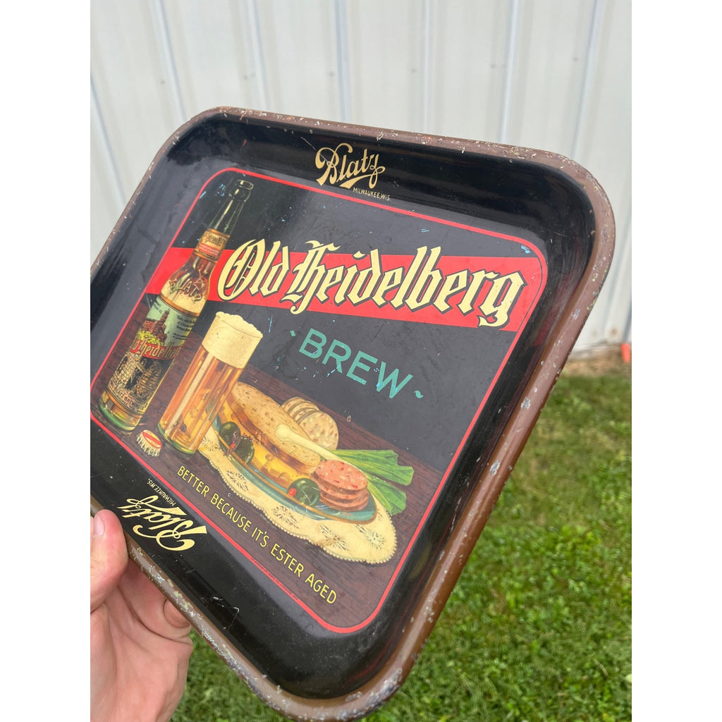 Vintage 1930's Blatz Old Heidelberg Brew Beer Bar Tavern Metal Serving Tray