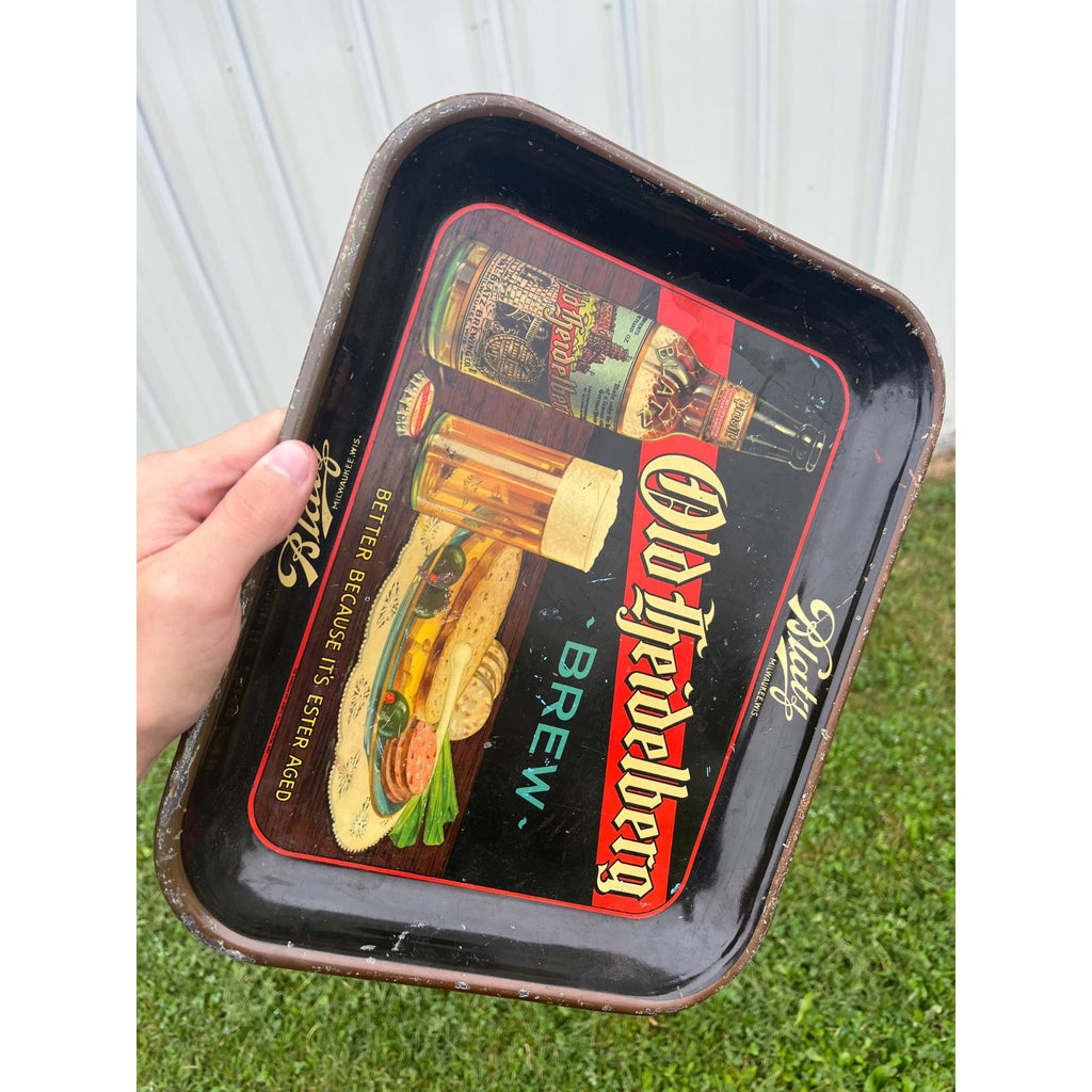Vintage 1930's Blatz Old Heidelberg Brew Beer Bar Tavern Metal Serving Tray