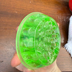 Vintage Green Uranium Glass 4" Heavy Flower Frog - 17 Holes