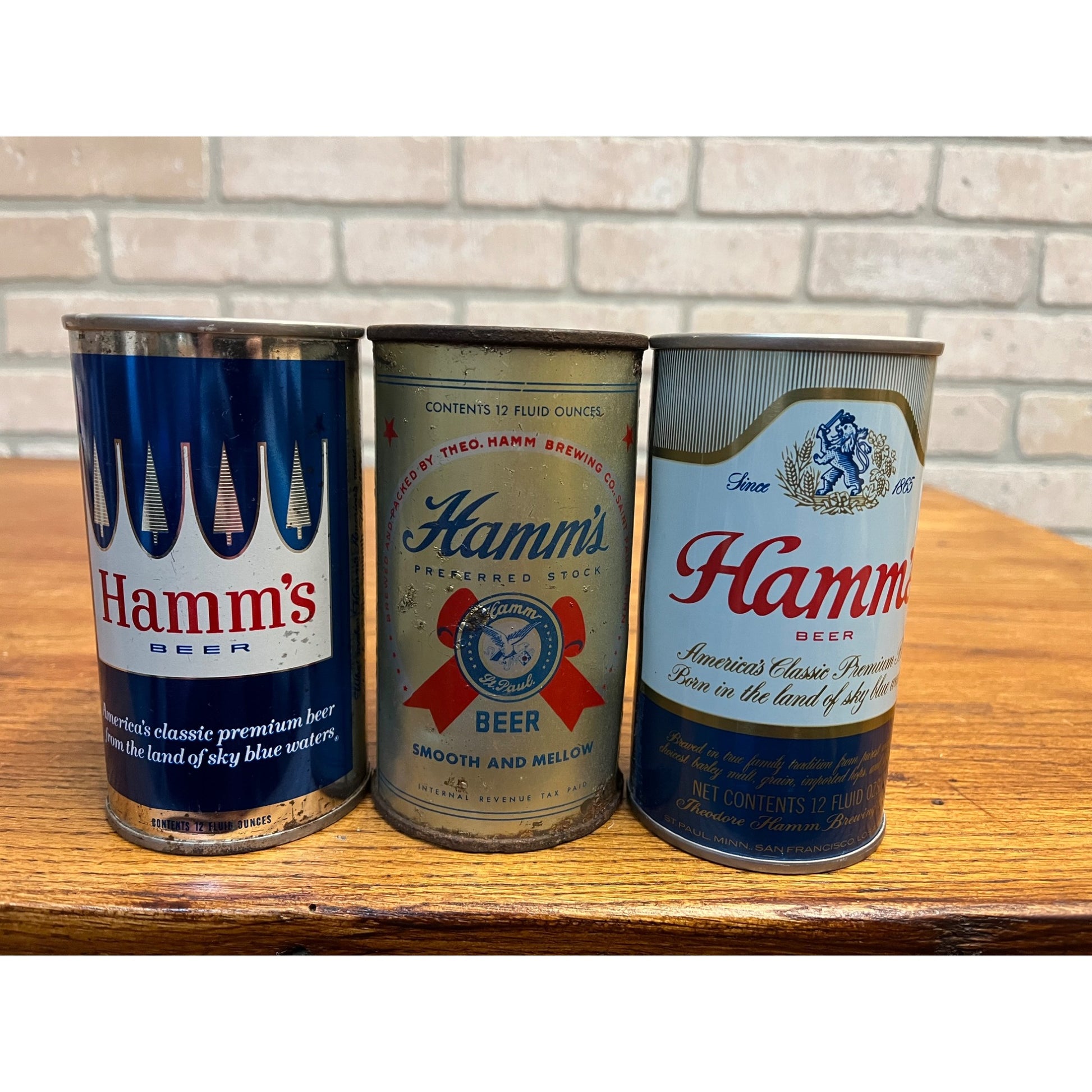 Vintage Hamm's Beer Flat Top 12oz EMPTY Beer Cans Sky Blue, Preferred Stock