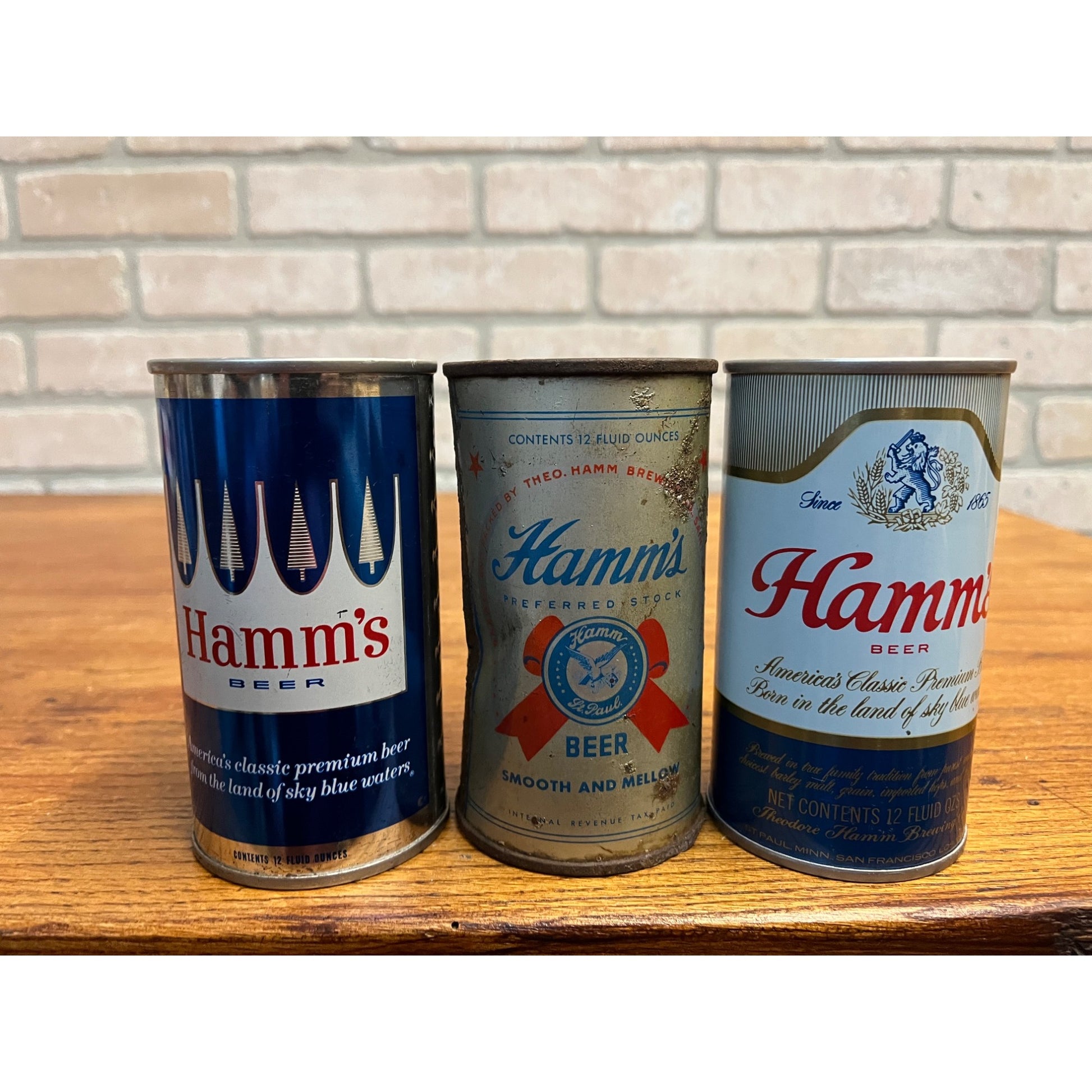 Vintage Hamm's Beer Flat Top 12oz EMPTY Beer Cans Sky Blue, Preferred Stock
