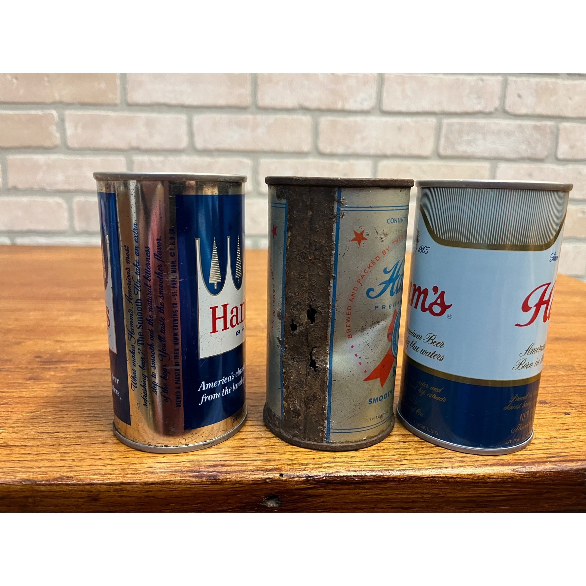 Vintage Hamm's Beer Flat Top 12oz EMPTY Beer Cans Sky Blue, Preferred Stock