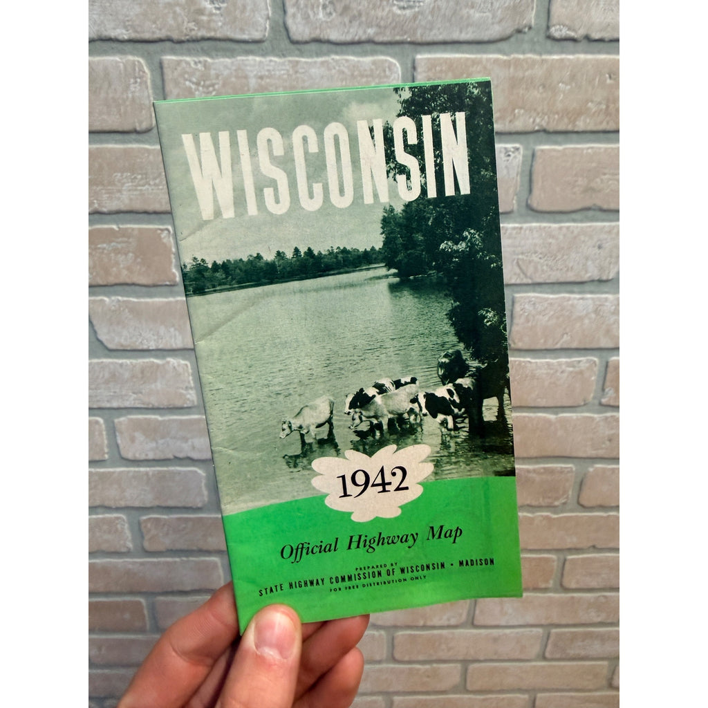 Vintage 1942 Wisconsin Official State Highway Map Brochure Tourist Souvenir