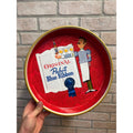Original Pabst Blue Ribbon Beer Serving Tray Advertising Red Bartender