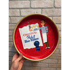Original Pabst Blue Ribbon Beer Serving Tray Advertising Red Bartender