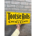 Original Vintage Tootsie Roll Candy Tin Embossed Advertising Sign General Store