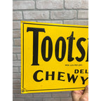 Original Vintage Tootsie Roll Candy Tin Embossed Advertising Sign General Store