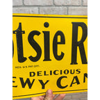 Original Vintage Tootsie Roll Candy Tin Embossed Advertising Sign General Store