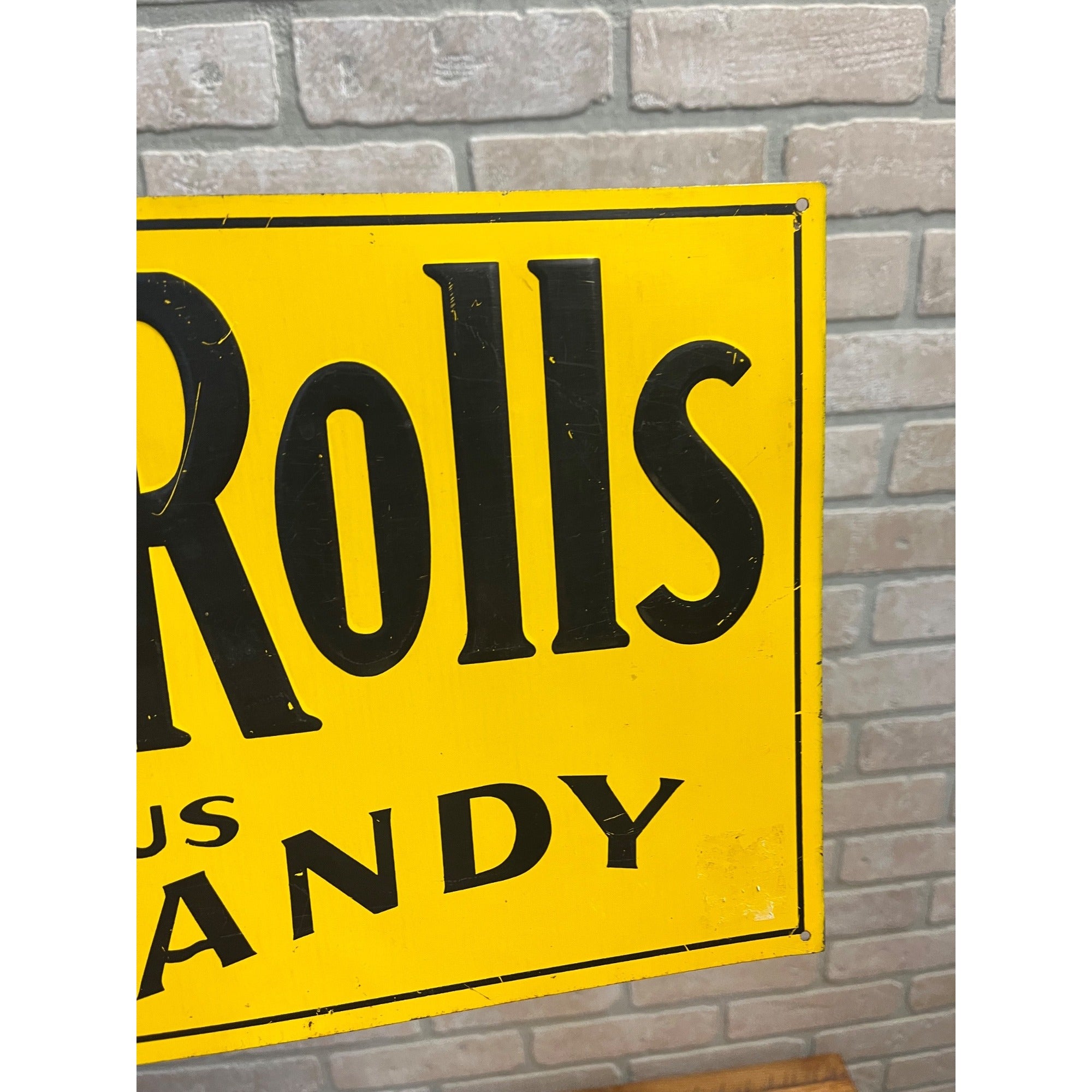 Original Vintage Tootsie Roll Candy Tin Embossed Advertising Sign General Store