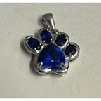 Sterling Silver Faceted Blue Spinel Dog Cat Pet Paw Ring & Necklace Pendant 6.75 Size
