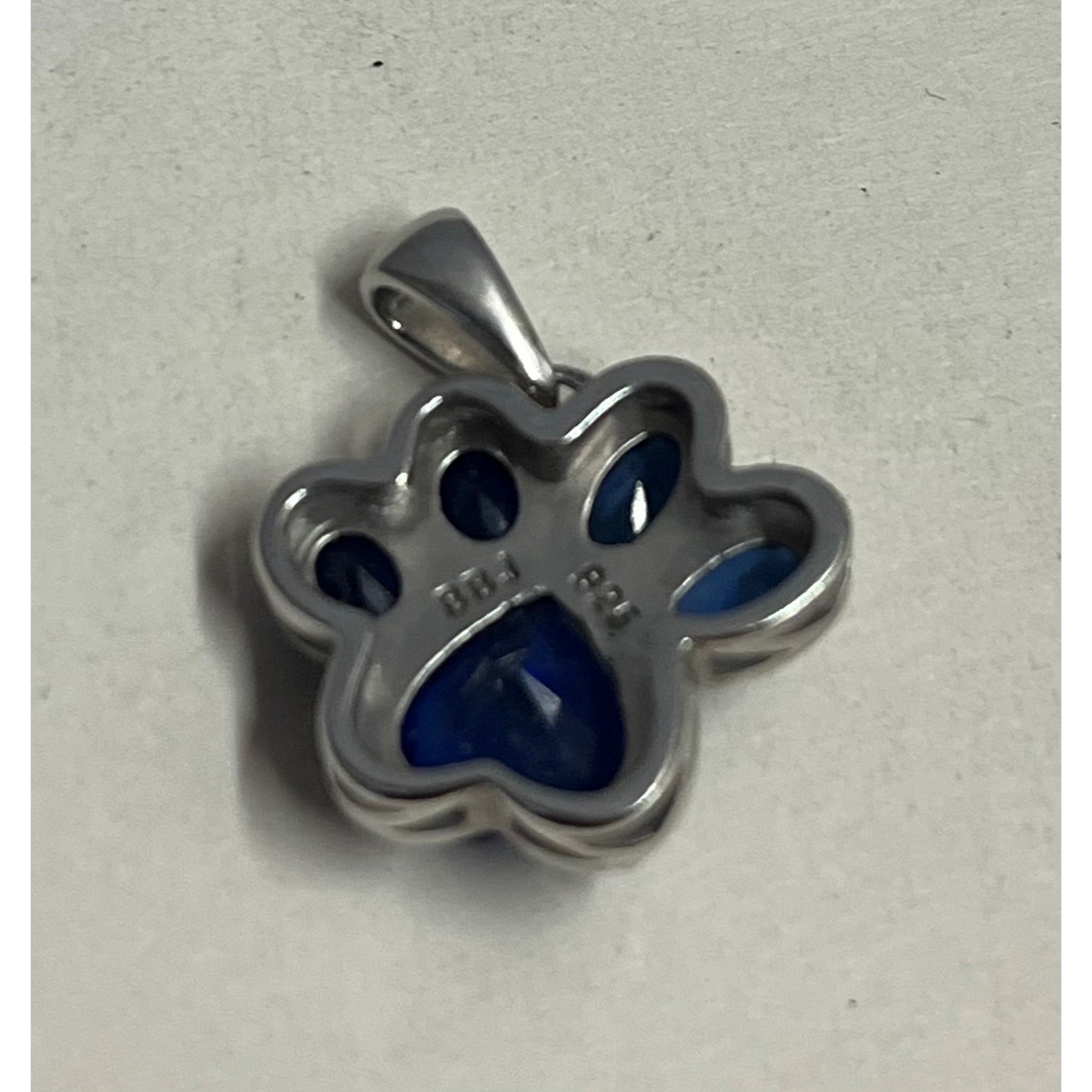 Sterling Silver Faceted Blue Spinel Dog Cat Pet Paw Ring & Necklace Pendant 6.75 Size