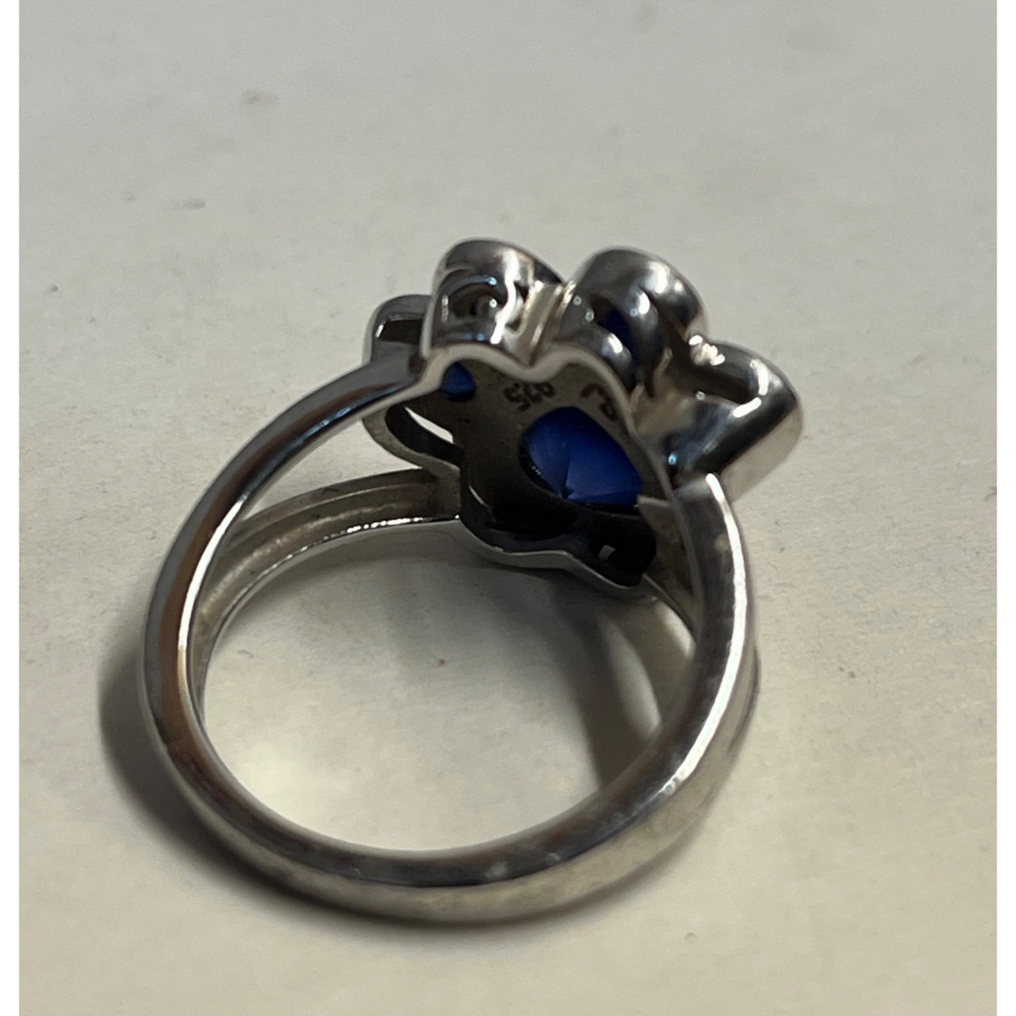 Sterling Silver Faceted Blue Spinel Dog Cat Pet Paw Ring & Necklace Pendant 6.75 Size