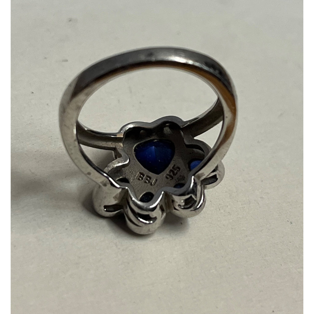Sterling Silver Faceted Blue Spinel Dog Cat Pet Paw Ring & Necklace Pendant 6.75 Size