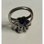 Sterling Silver Faceted Blue Spinel Dog Cat Pet Paw Ring & Necklace Pendant 6.75 Size