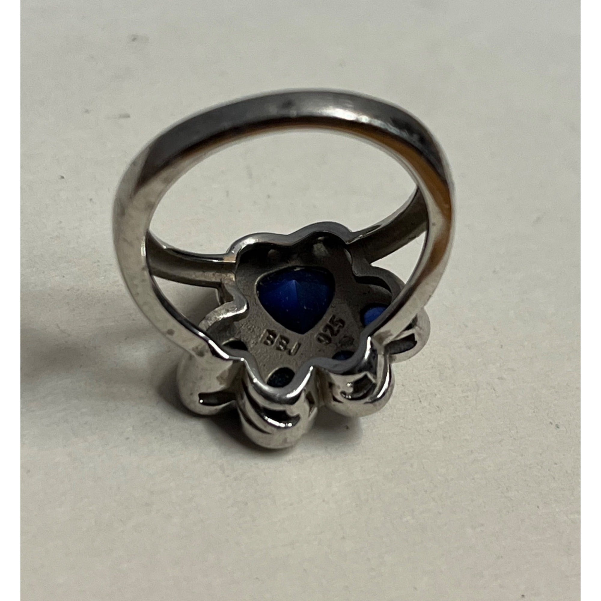 Sterling Silver Faceted Blue Spinel Dog Cat Pet Paw Ring & Necklace Pendant 6.75 Size